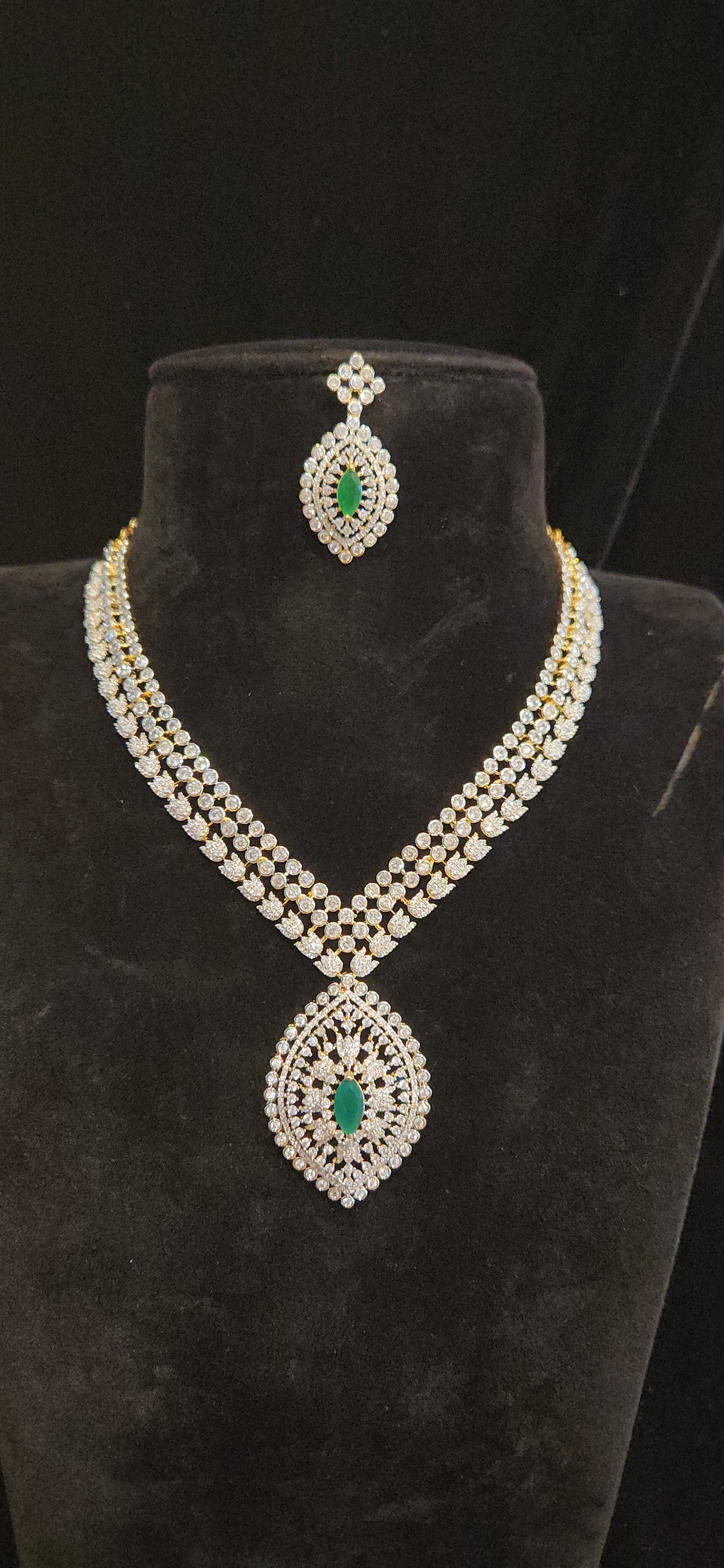 Radiant CZ Diamond Finish Necklace Set