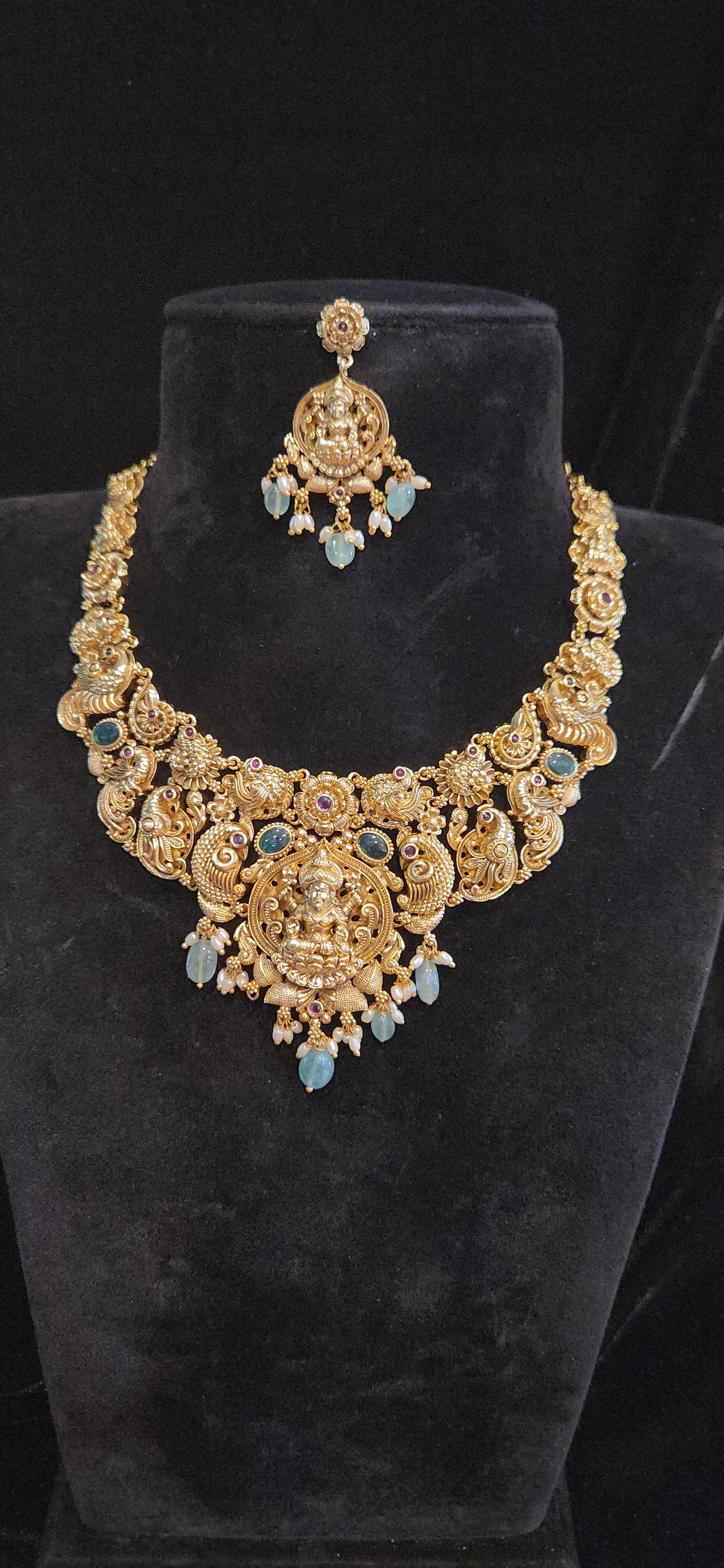 Antique Finish Lakshmi Temple Necklace Set