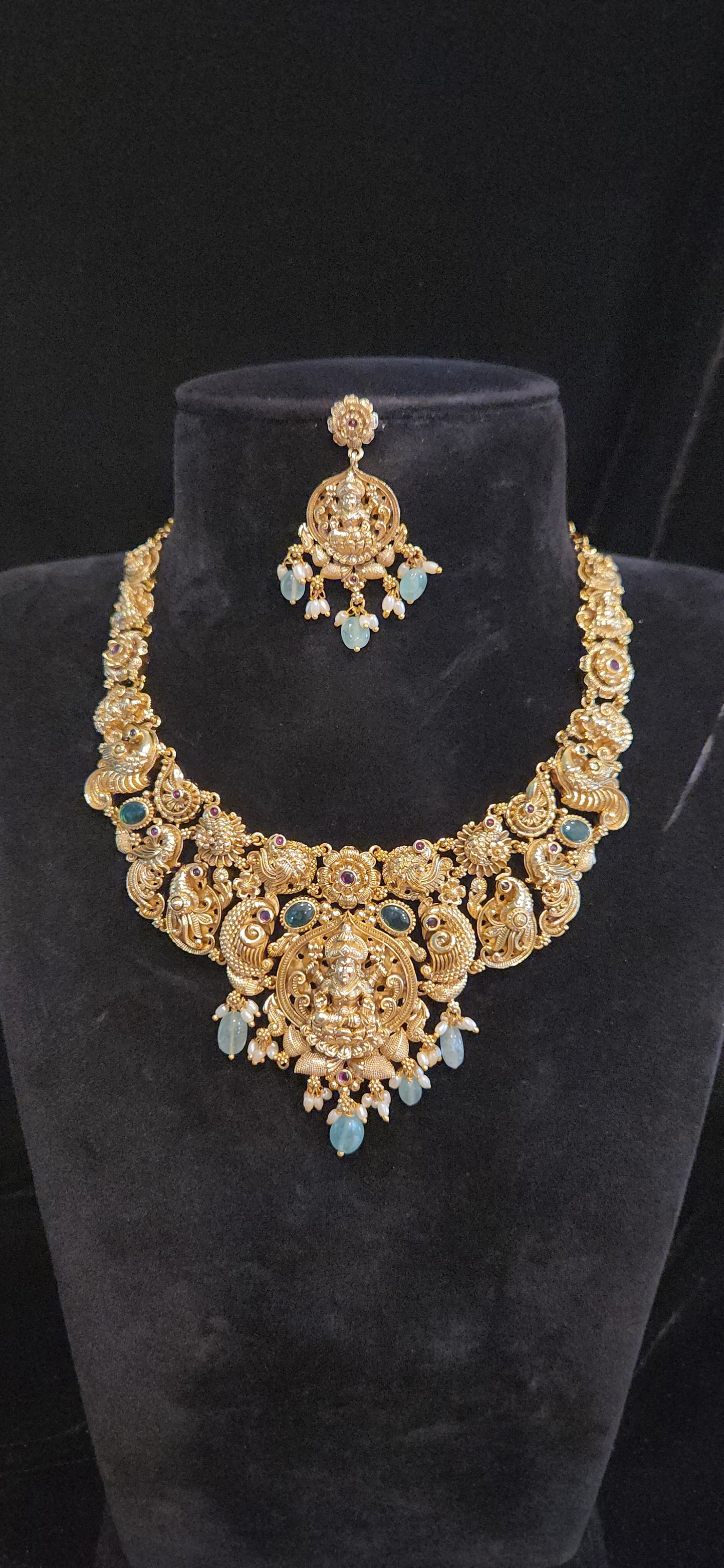 Antique Finish Lakshmi Temple Necklace Set