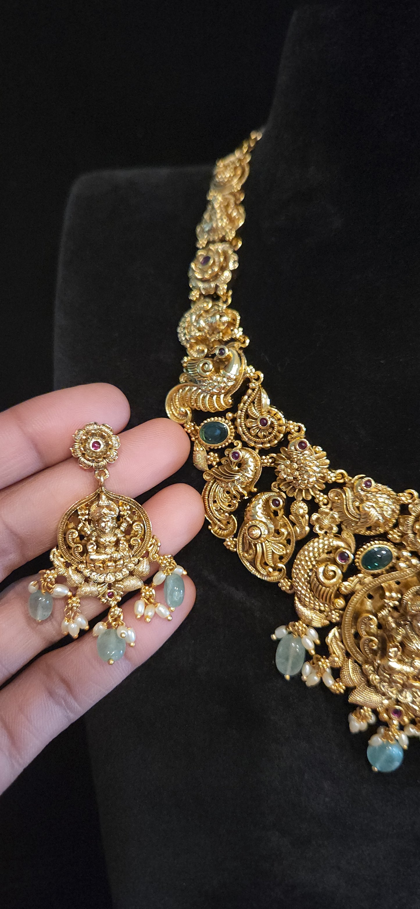 Antique Finish Lakshmi Temple Necklace Set