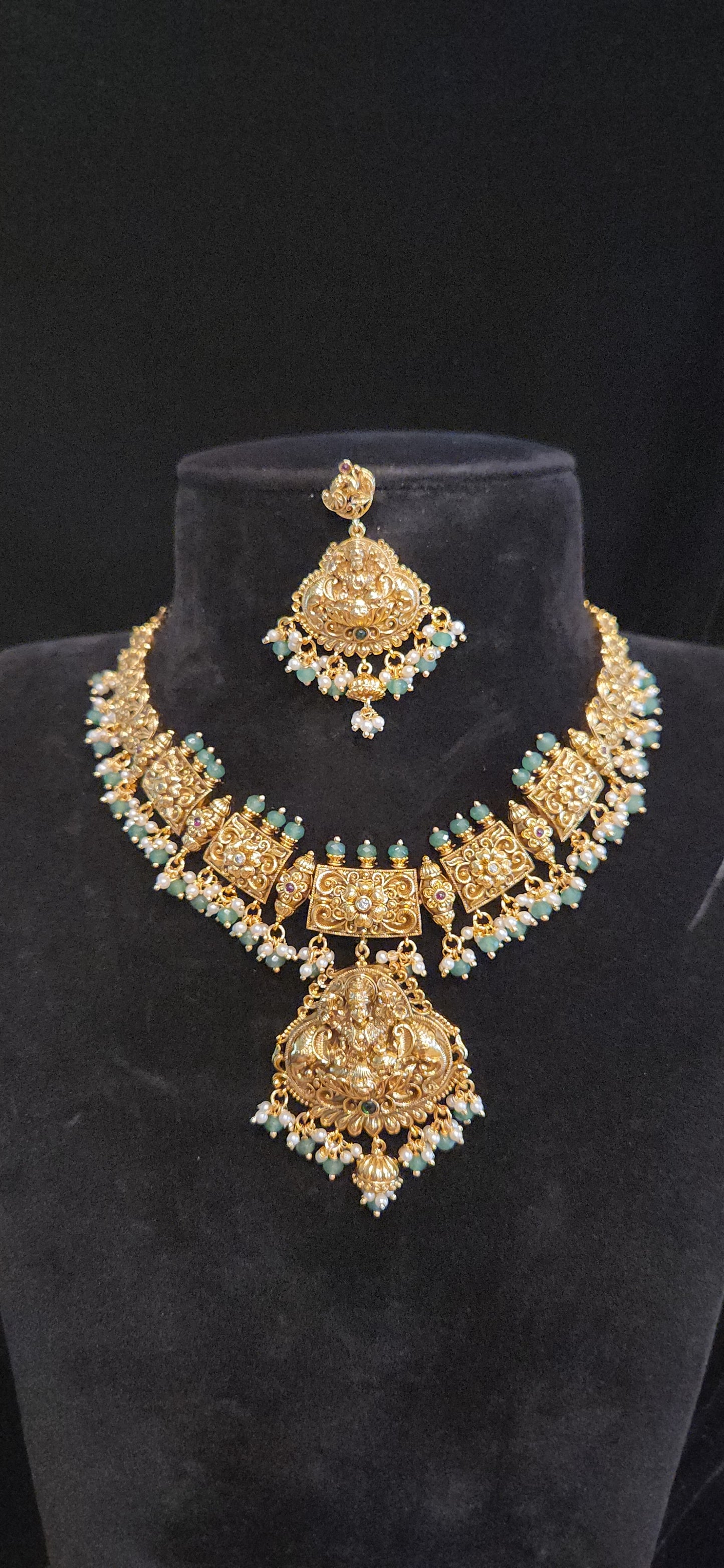 Antique Finish Lakshmi Temple Necklace Set
