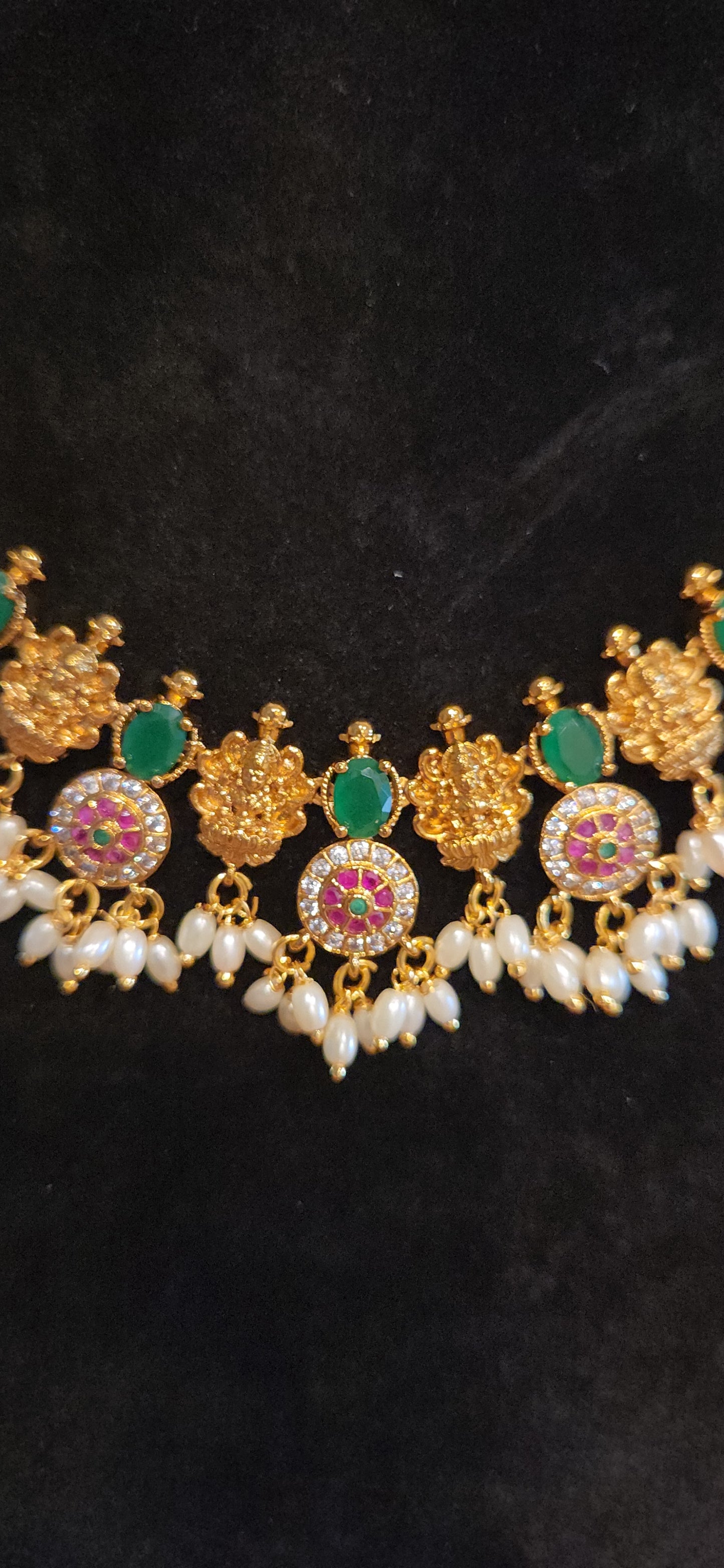 Premium Matt Finish Lakshmi Floral Necklace Set