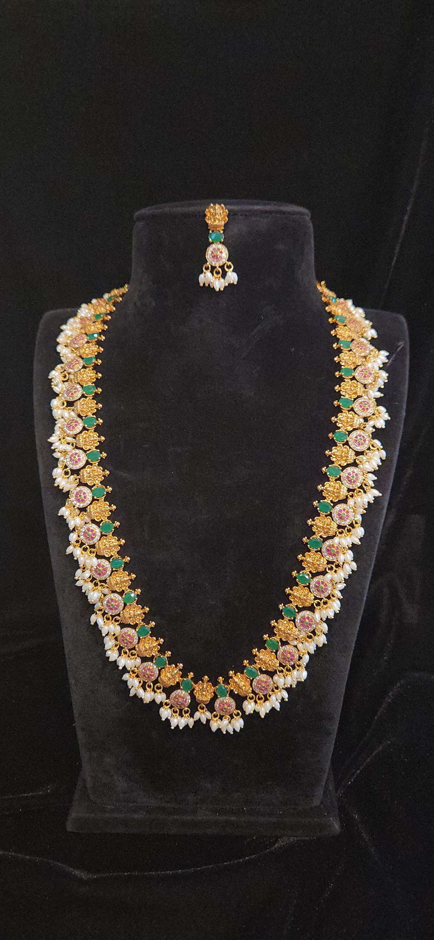 Premium Matt Finish Lakshmi Long Haram Set
