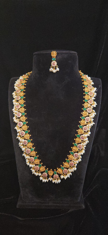 Premium Matt Finish Lakshmi Long Haram Set