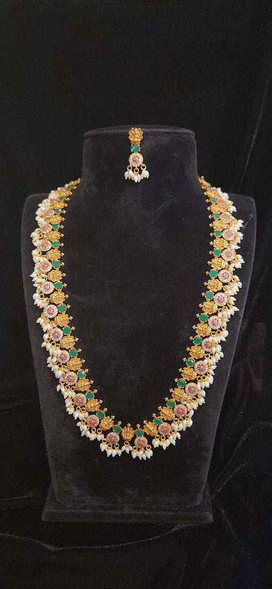Premium Matt Finish Lakshmi Long Haram Set