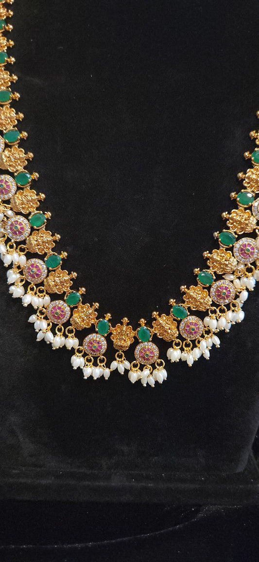 Premium Matt Finish Lakshmi Long Haram Set