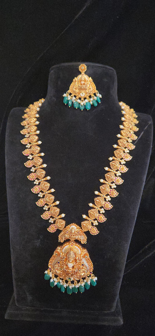 Premium Antique Finish Lakshmi & Mango Design Long Haram