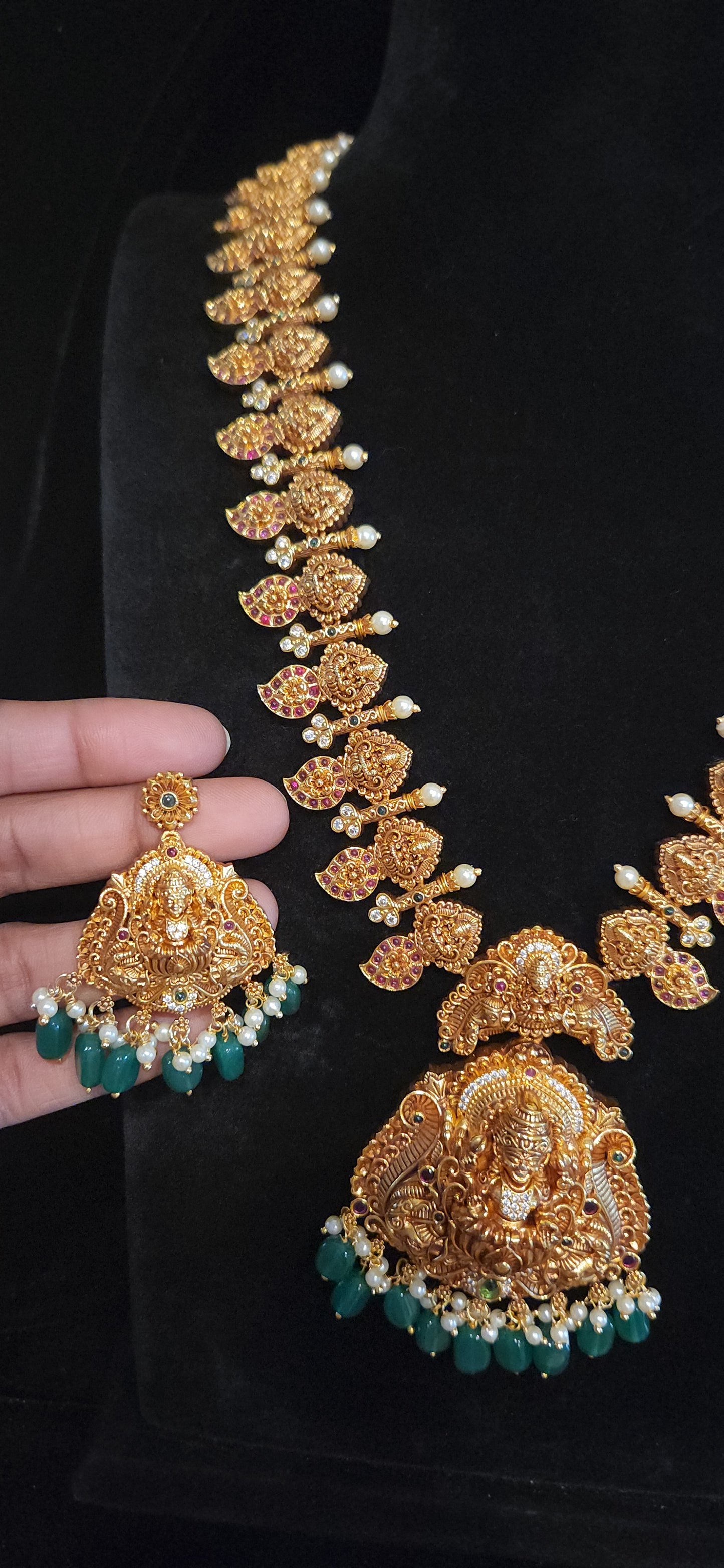 Premium Antique Finish Lakshmi & Mango Design Long Haram