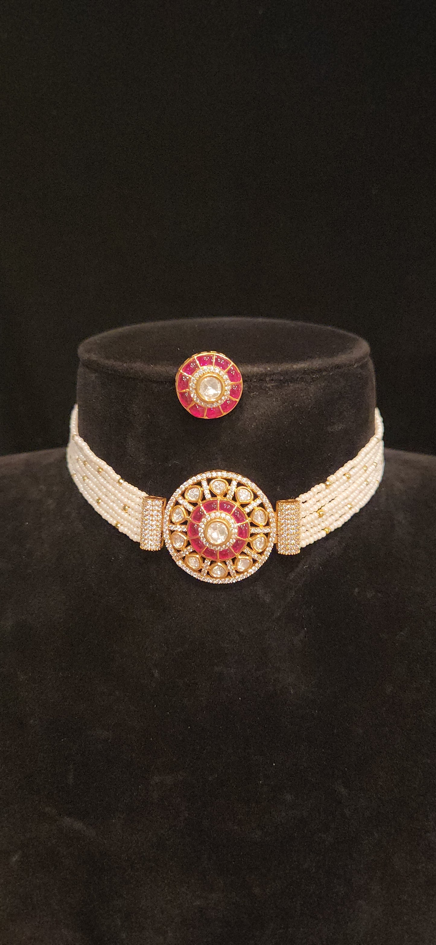 Pretty Polki Kundan Pearl Choker