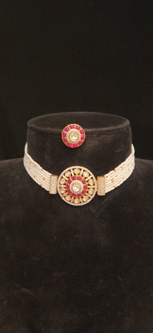 Pretty Polki Kundan Pearl Choker