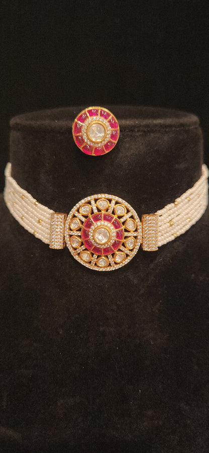Pretty Polki Kundan Pearl Choker