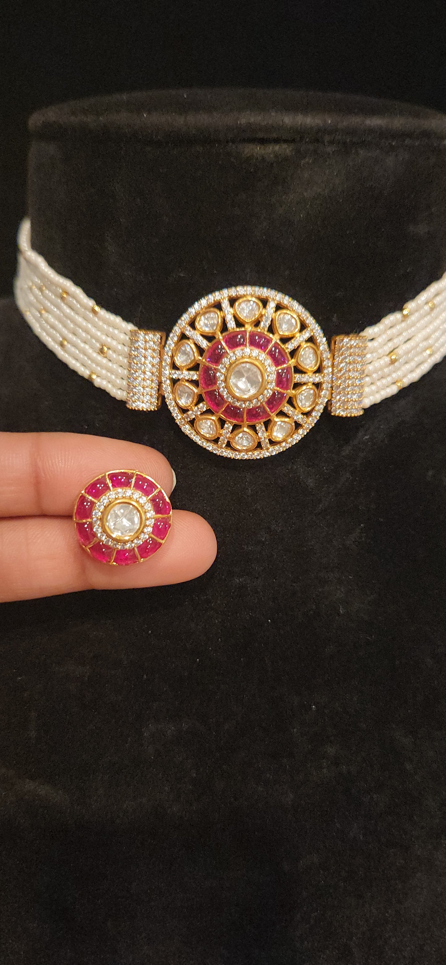 Pretty Polki Kundan Pearl Choker