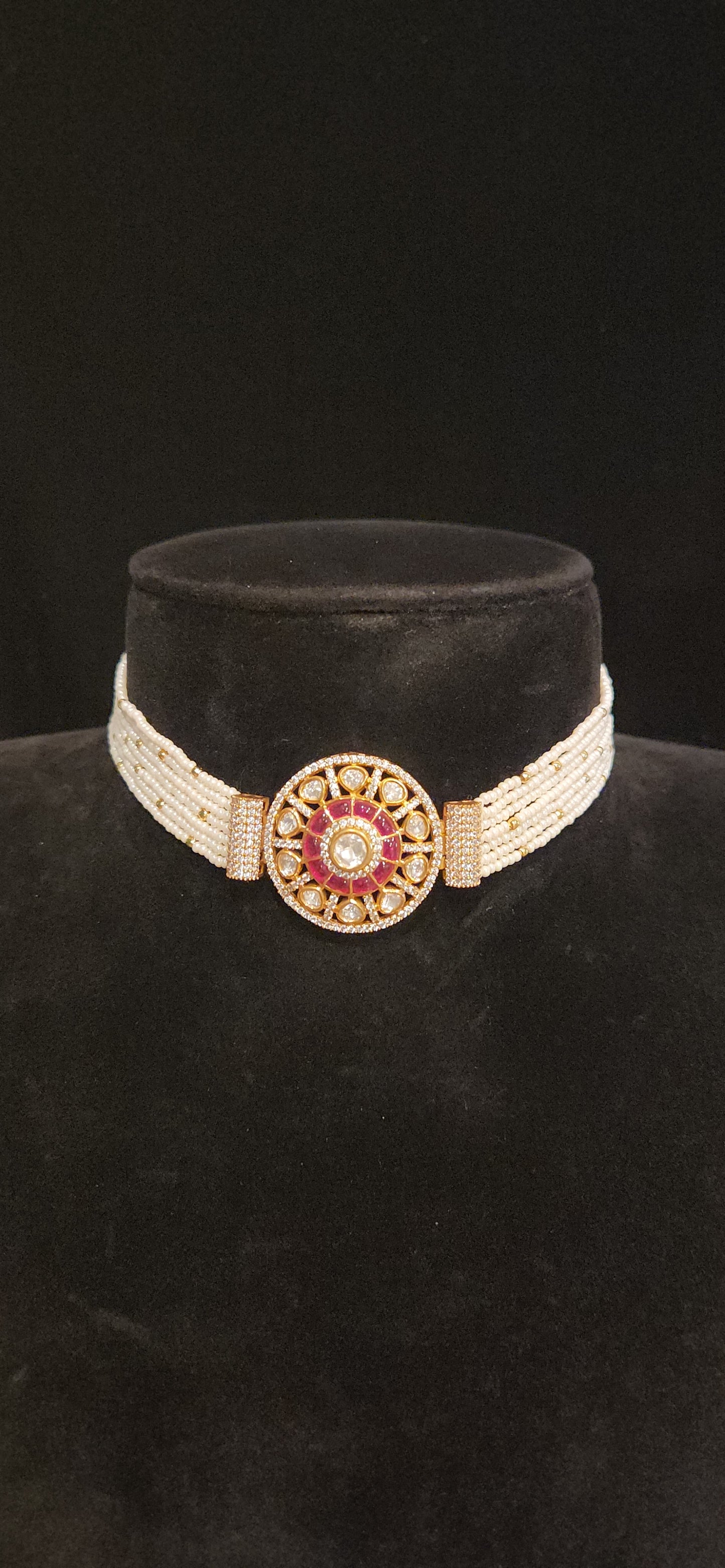 Pretty Polki Kundan Pearl Choker