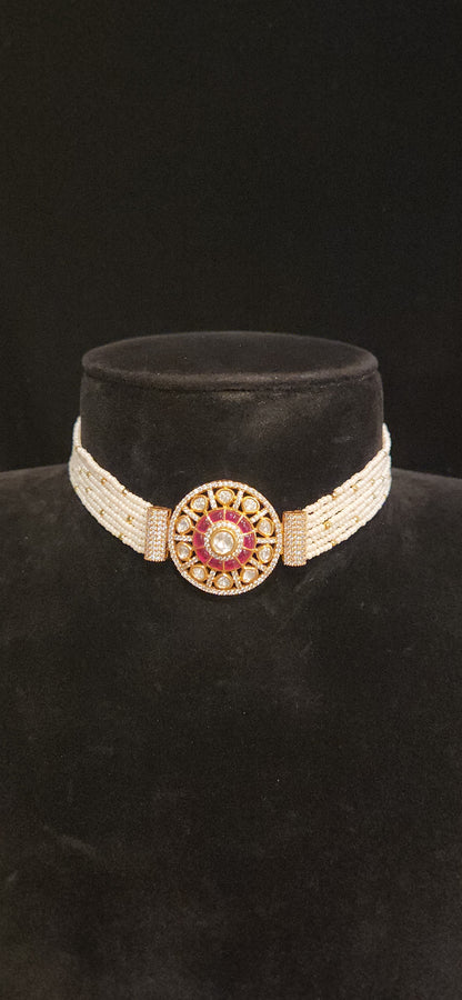 Pretty Polki Kundan Pearl Choker