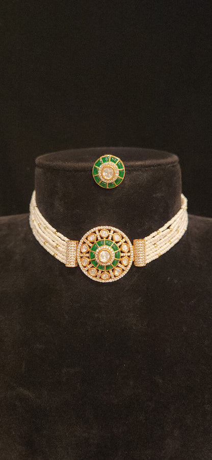Pretty Polki Kundan Pearl Choker
