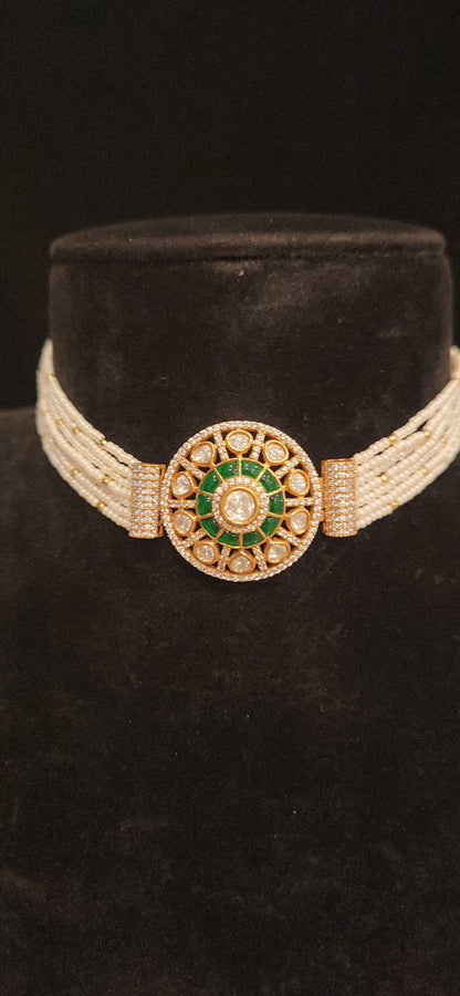 Pretty Polki Kundan Pearl Choker