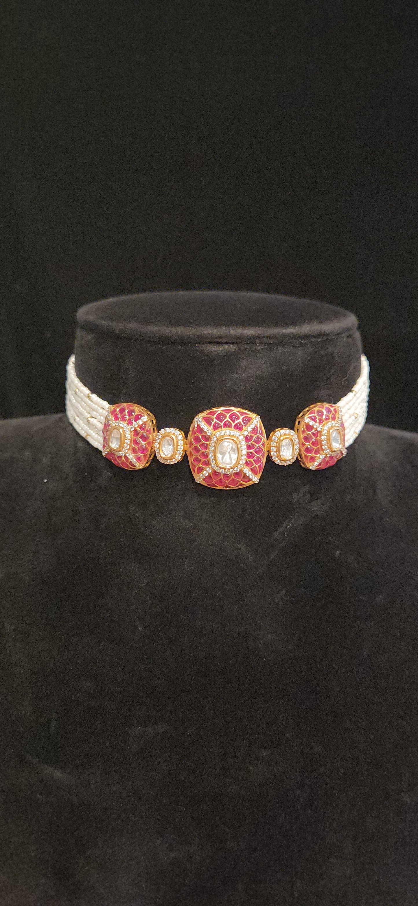 Royal Polki Kundan and Kemp Pearl Choker