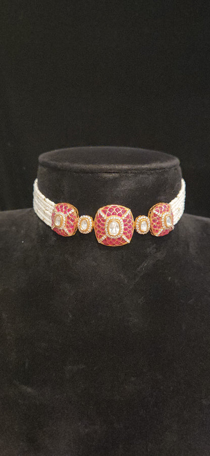 Royal Polki Kundan and Kemp Pearl Choker