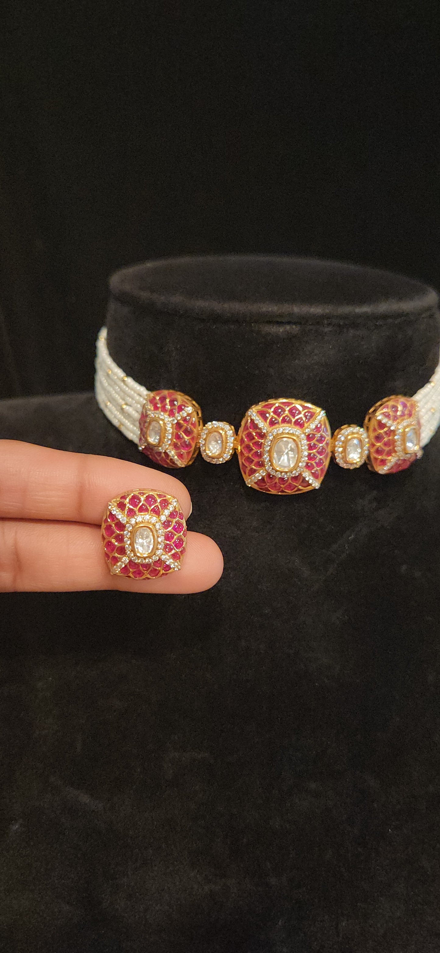 Royal Polki Kundan and Kemp Pearl Choker