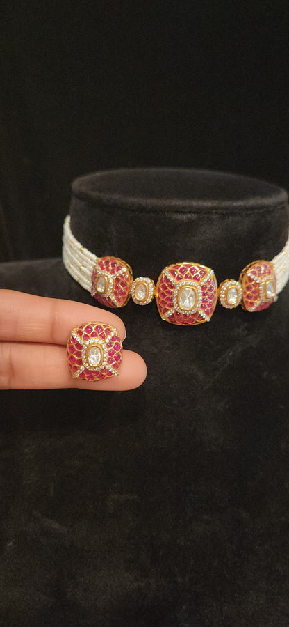 Royal Polki Kundan and Kemp Pearl Choker