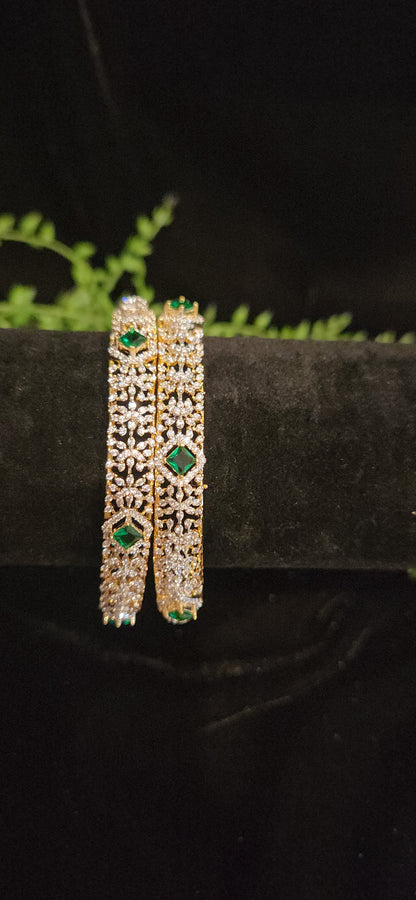 Luxury Emerald Green CZ Designer Bangles for Women