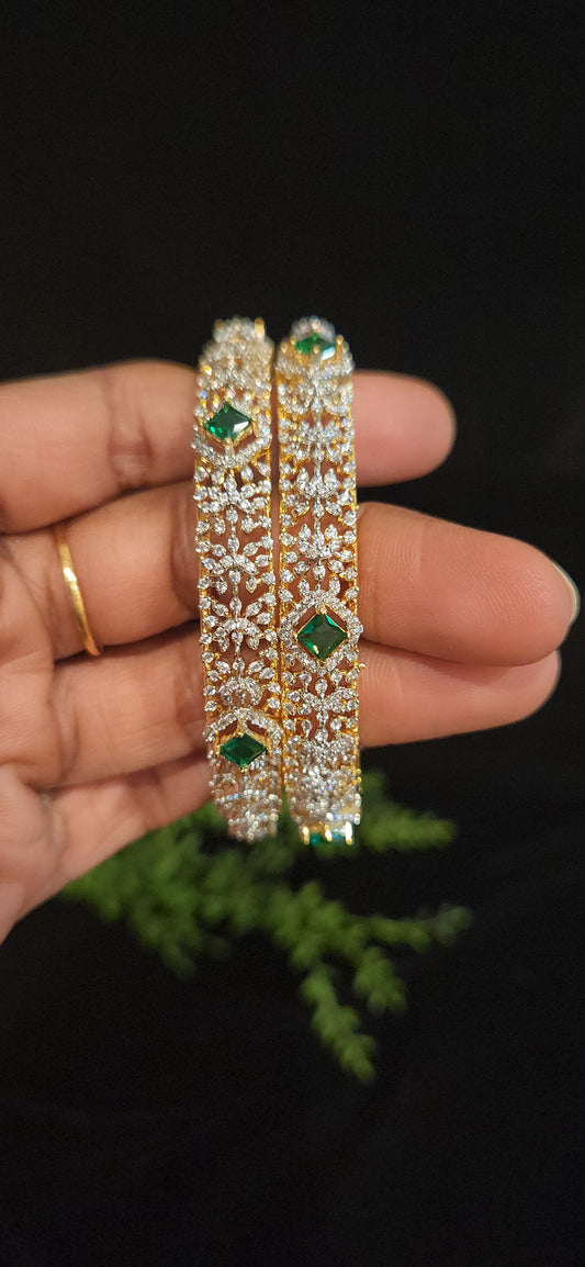 Luxury Emerald Green CZ Designer Bangles for Women
