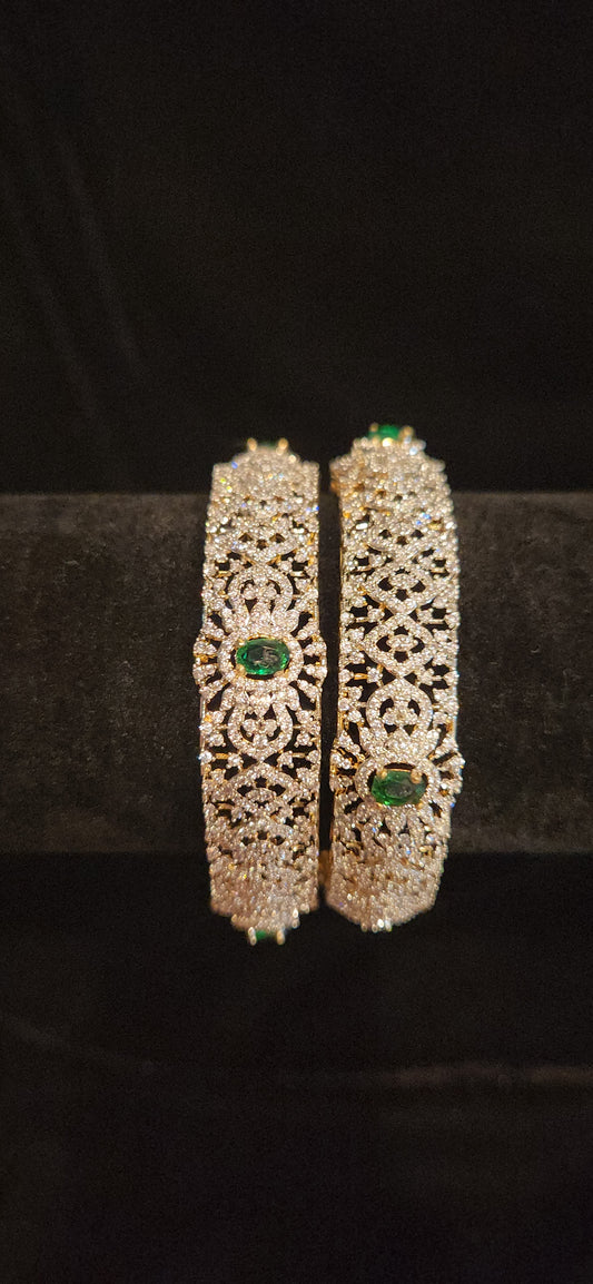 Royal Emerald CZ Designer Bangles for Women