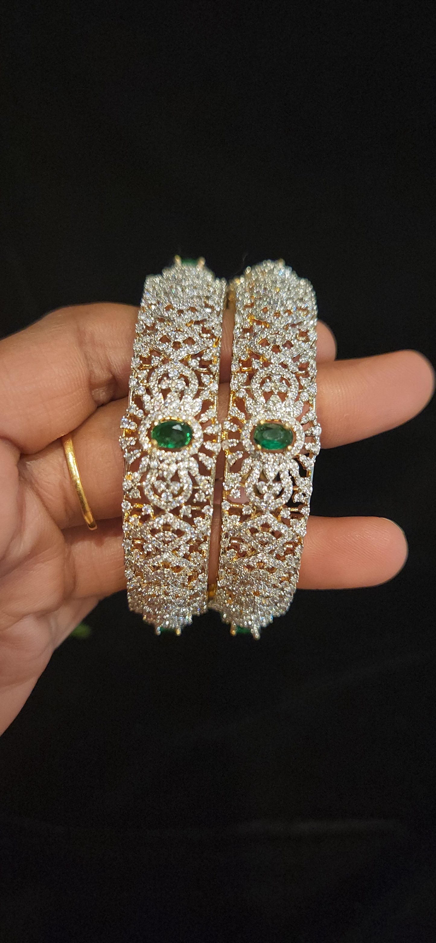 Royal Emerald CZ Designer Bangles for Women