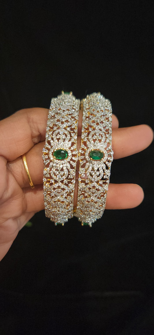 Royal Emerald CZ Designer Bangles for Women