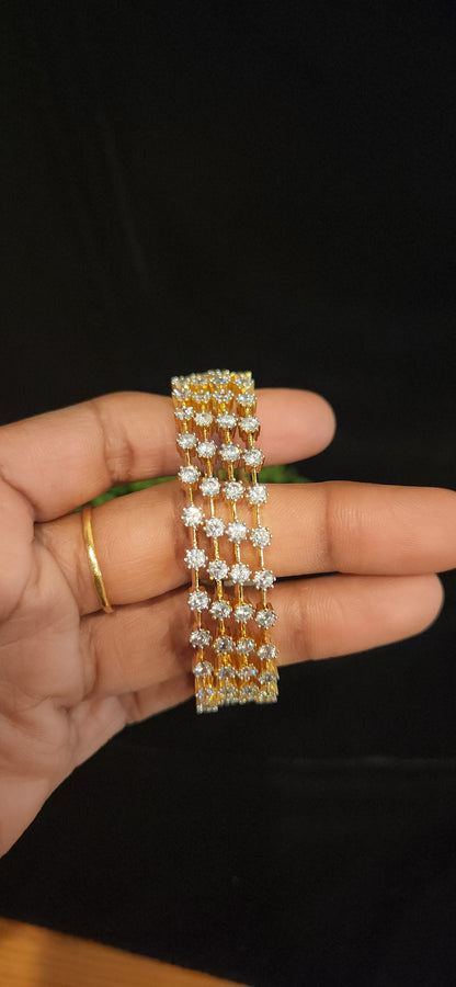 Elegant 4-Line CZ Diamond Tennis Bangles for Women