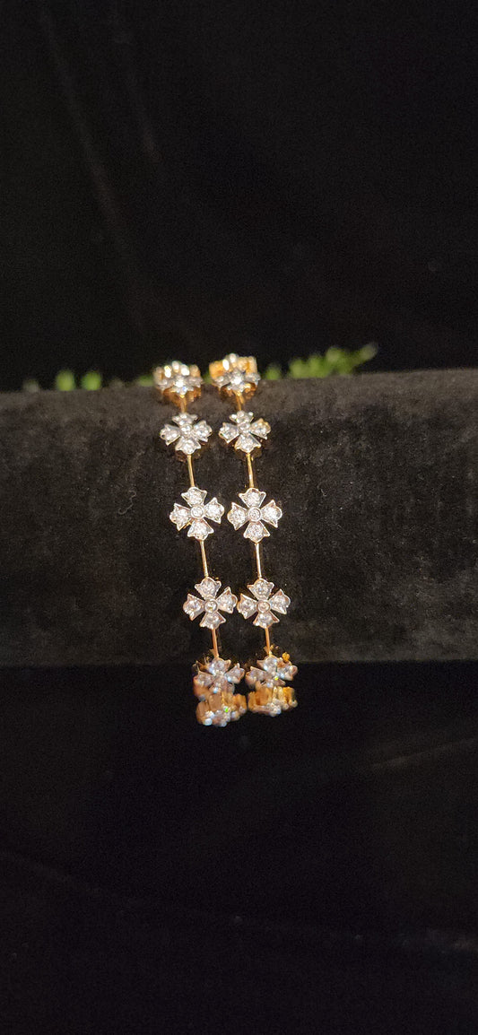 Elegant CZ Floral Link Bangles for Women