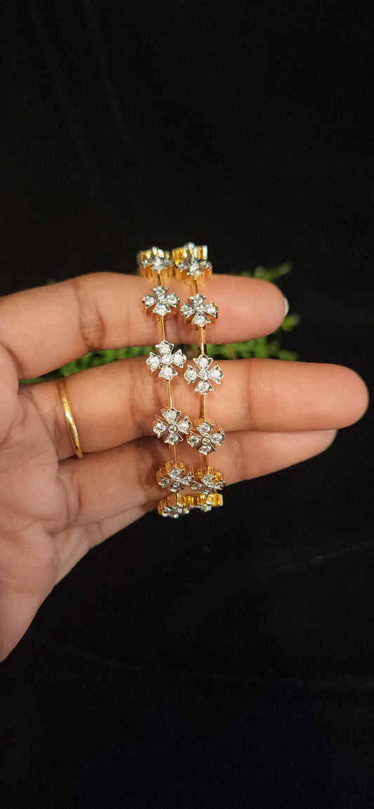 Elegant CZ Floral Link Bangles for Women
