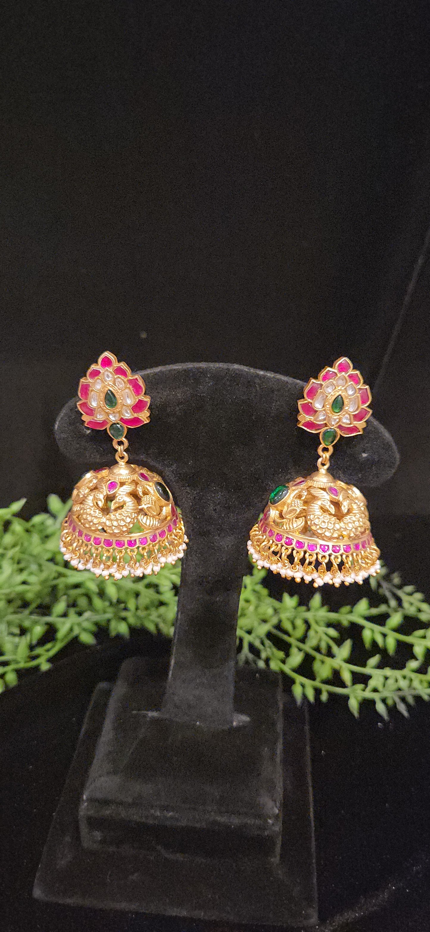 Temple Peacock Jhumka