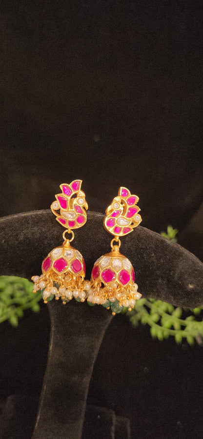 Traditional Peacock Kundan Earrings