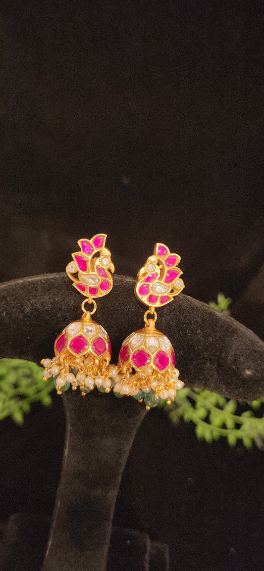 Traditional Peacock Kundan Earrings