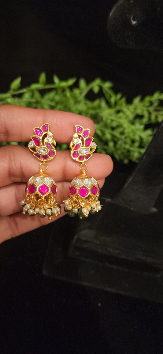 Traditional Peacock Kundan Earrings