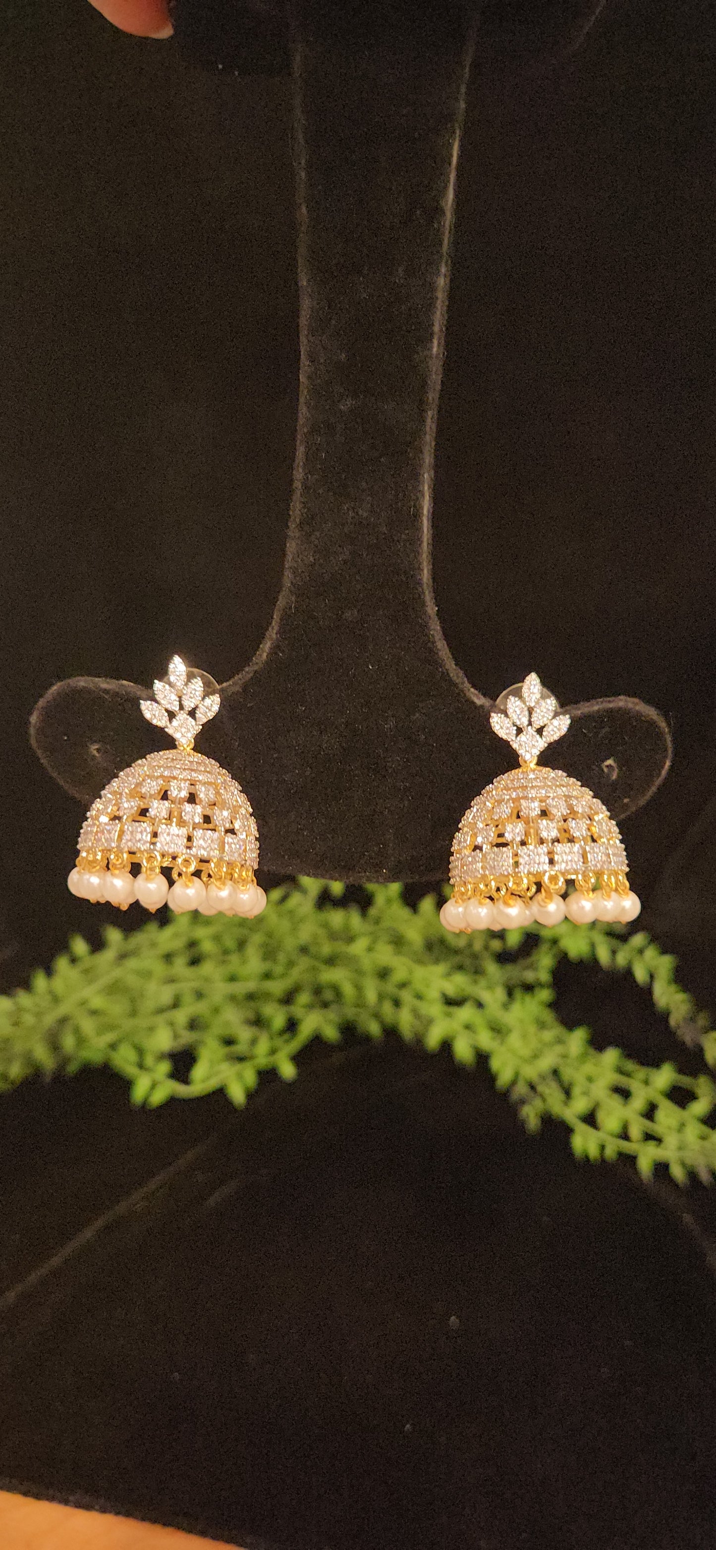 Gold Finish CZ Jhumkas