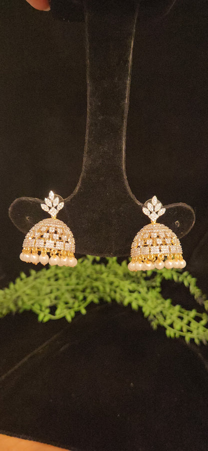 Gold Finish CZ Jhumkas