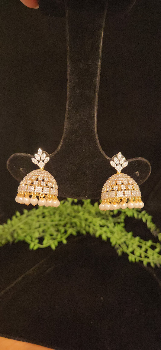 Gold Finish CZ Jhumkas