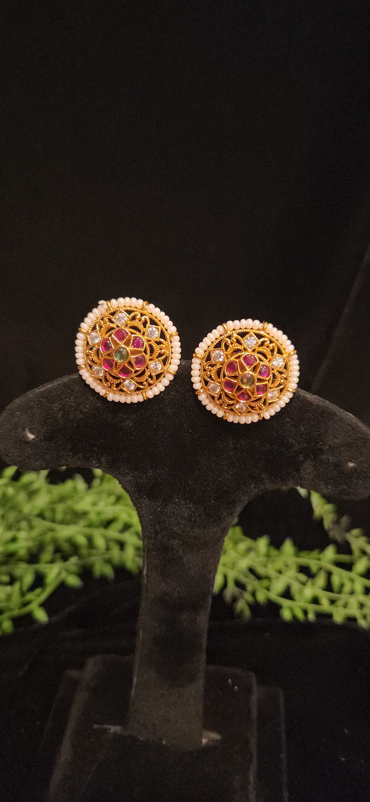 Matt Finish Multicolor Pearl Studs