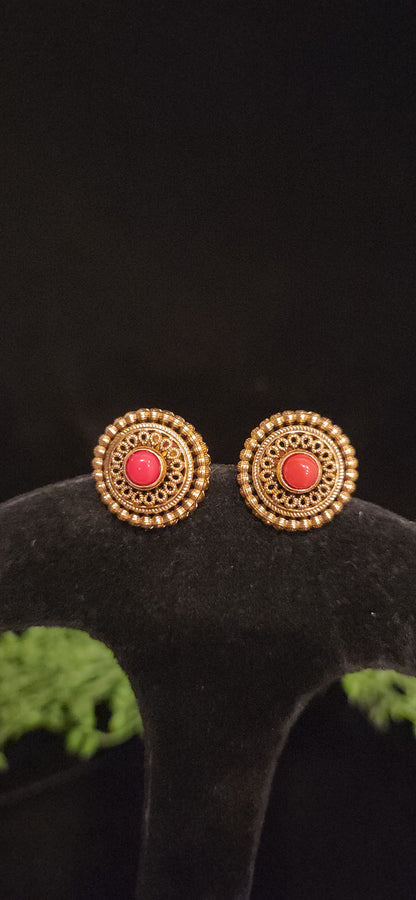 Antique Round Stud Earrings