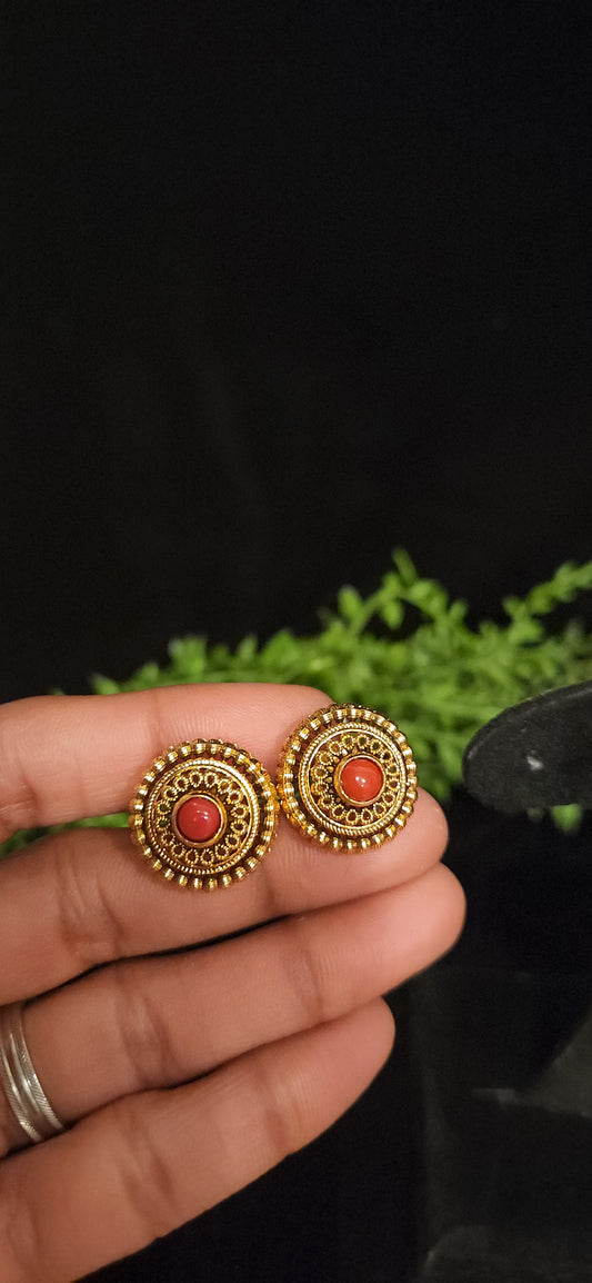Antique Round Stud Earrings