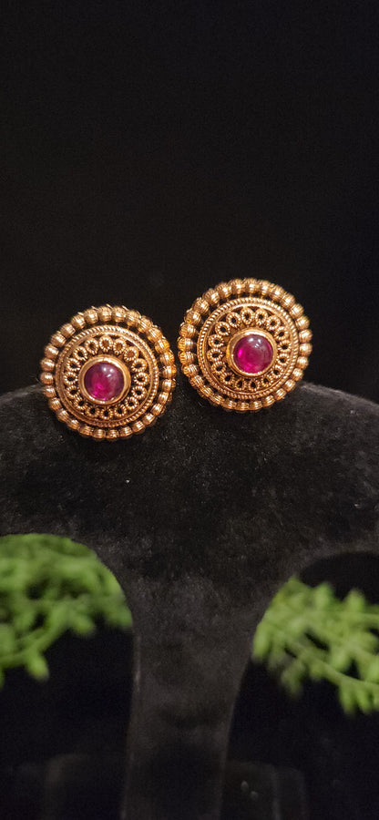 Antique Round Stud Earrings