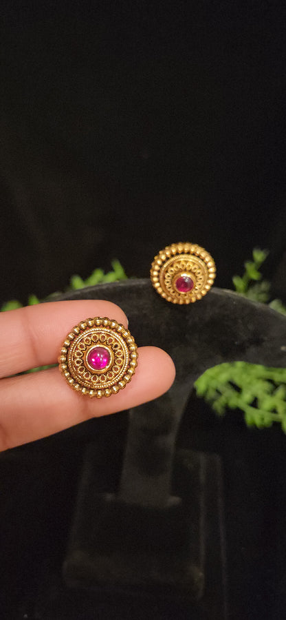 Antique Round Stud Earrings