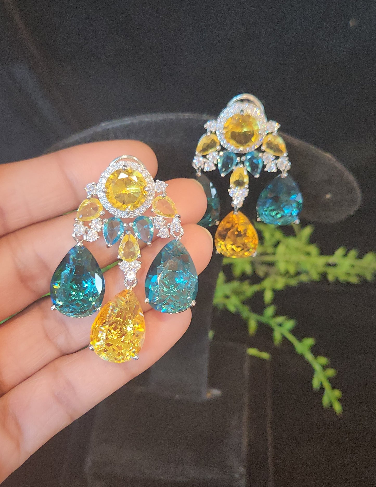 Premium Double Eight Stone Earrings