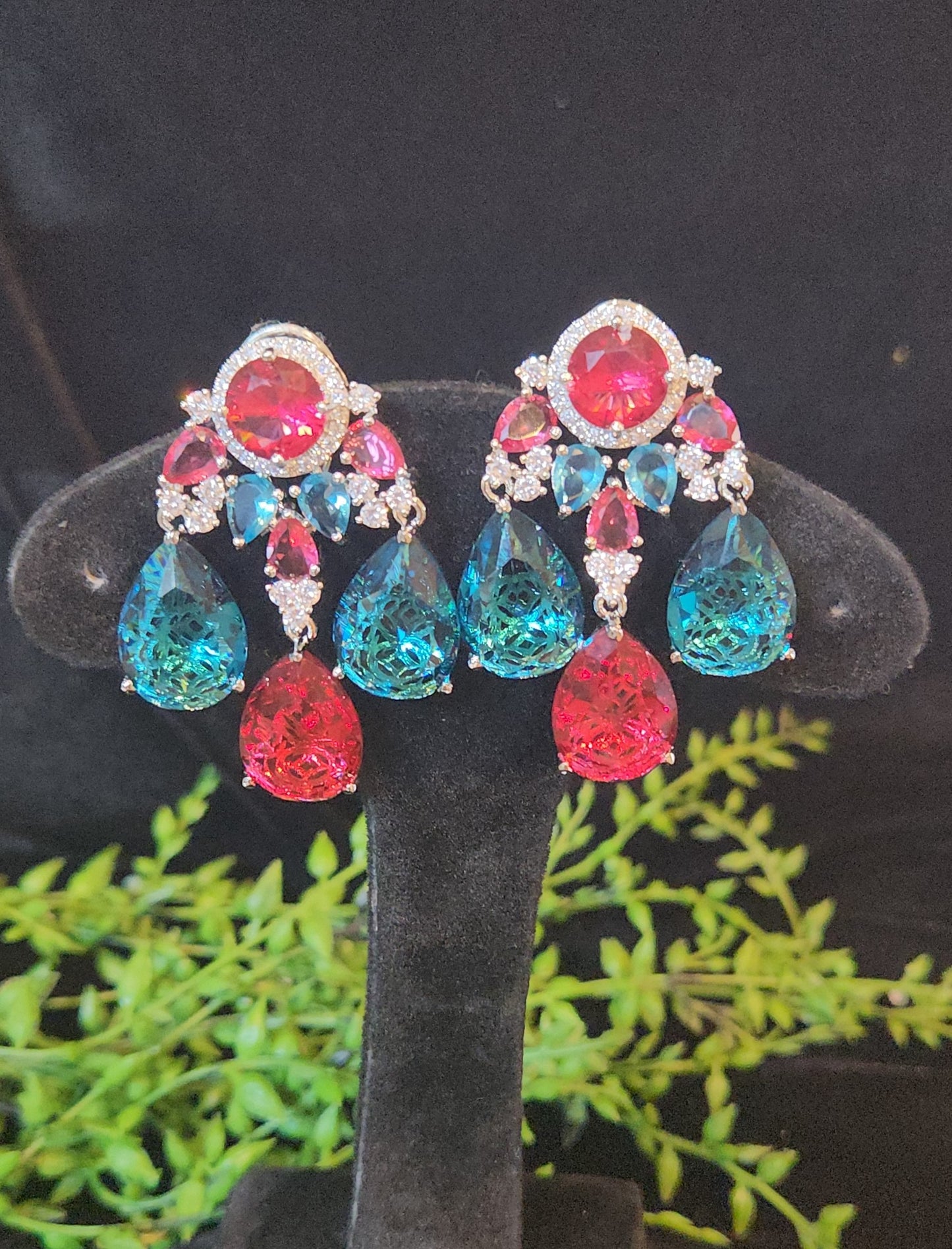Premium Double Eight Stone Earrings