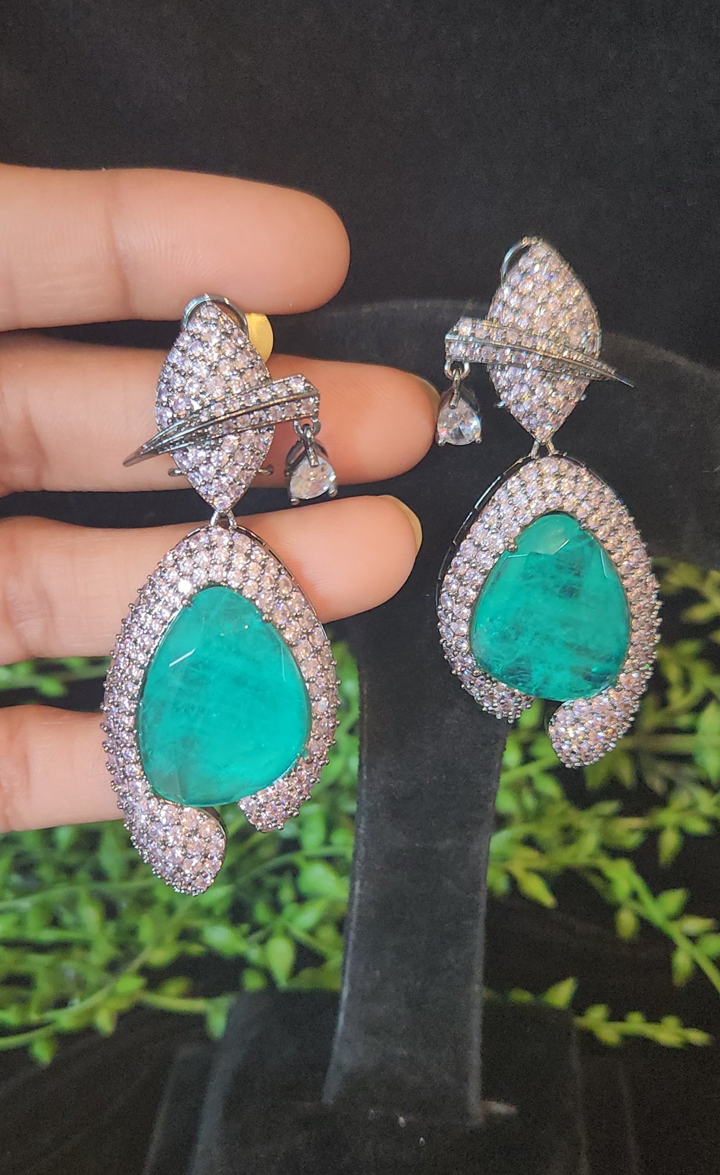 Premium Green Stone Designer Earrings