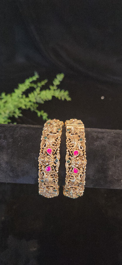 Royal elephant and lakshmi kundan Designer Bangles