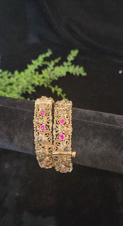 Royal elephant and lakshmi kundan Designer Bangles