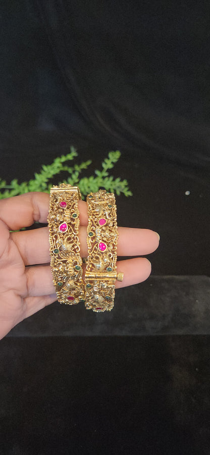 Royal elephant and lakshmi kundan Designer Bangles